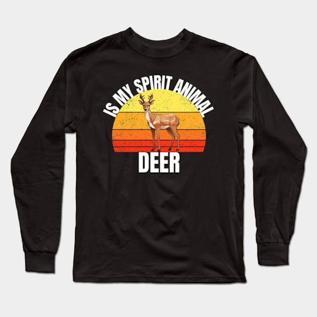 Deer Is My Spirit Animal Cute For Women, Girls Long Sleeve T-Shirt by madara art1